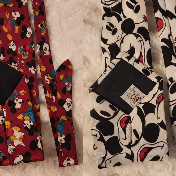 Disney Mickey Mouse Multi-Face Ties (Set of 2) – Burgundy & Black/White Novelty - Picture 1 of 12